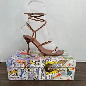 Jeffrey Campbell Glamorous Bronze Metallic Ankle Strap Heeled Sandals 7.5